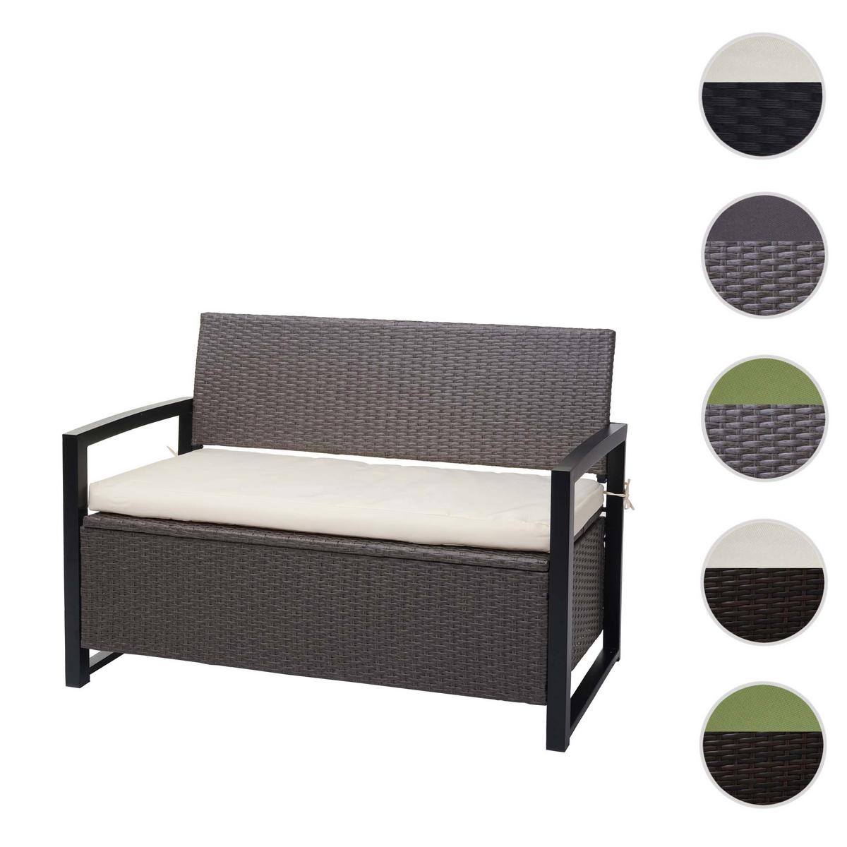 POLY-RATTAN 2ER SITZBANK Hellgrau, Cremeweiß - Hellgrau/Weiß, Kunststoff (117/87/57cm) - MCW