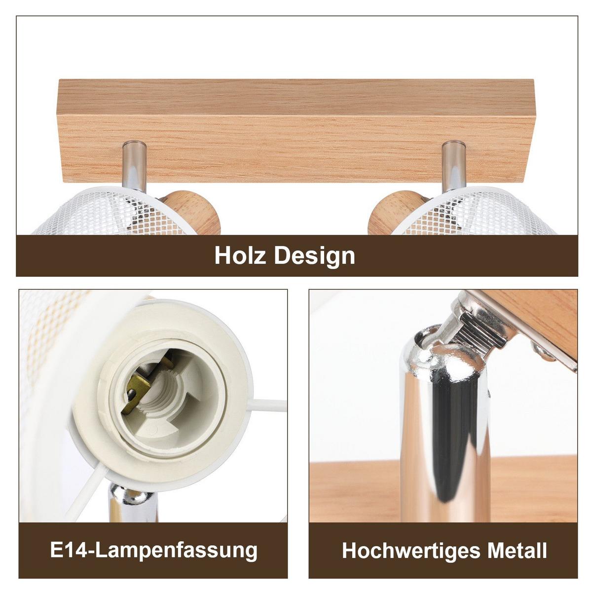 DECKENSTRAHLER Gisela 2-flammig 25/10/14 cm - Weiß, Metall (25/10/14cm) - Nettlife