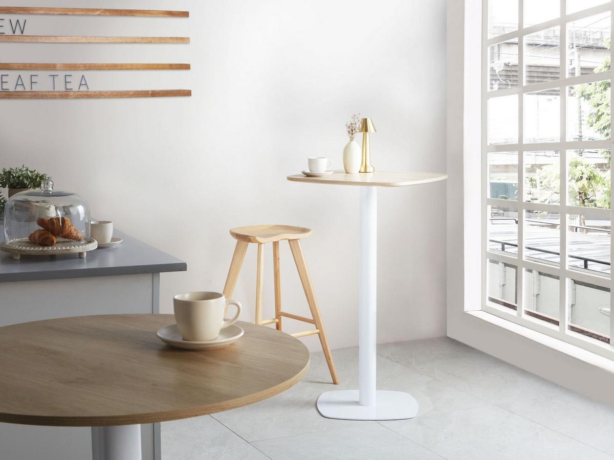 STEHTISCH Hellbraun/Weiß 60/60 cm Morella - Hellbraun, Holzwerkstoff (60/60/103cm) - Beliani