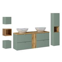 BADMÖBEL 140.4cm Jade 2er-Set Grün und Holz - Grün, Holzwerkstoff (140.4/59/40cm) - Petits-meubles