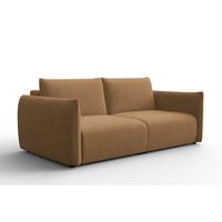 SOFA TAUER 3-Sitzer, Bouclé-Stoff braun - Schwarz/Braun, Holz/Textil (206/84/112cm) - Courtois Laville