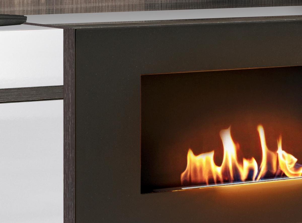 TV-LOWBOARD weiß Hochglanz, Ulme 150 cm, TV Unterteil mit Ethanol Kamin - Ulmefarben/Weiß Hochglanz, Holzwerkstoff/Kunststoff (150/40/50cm) - Inn.Furn