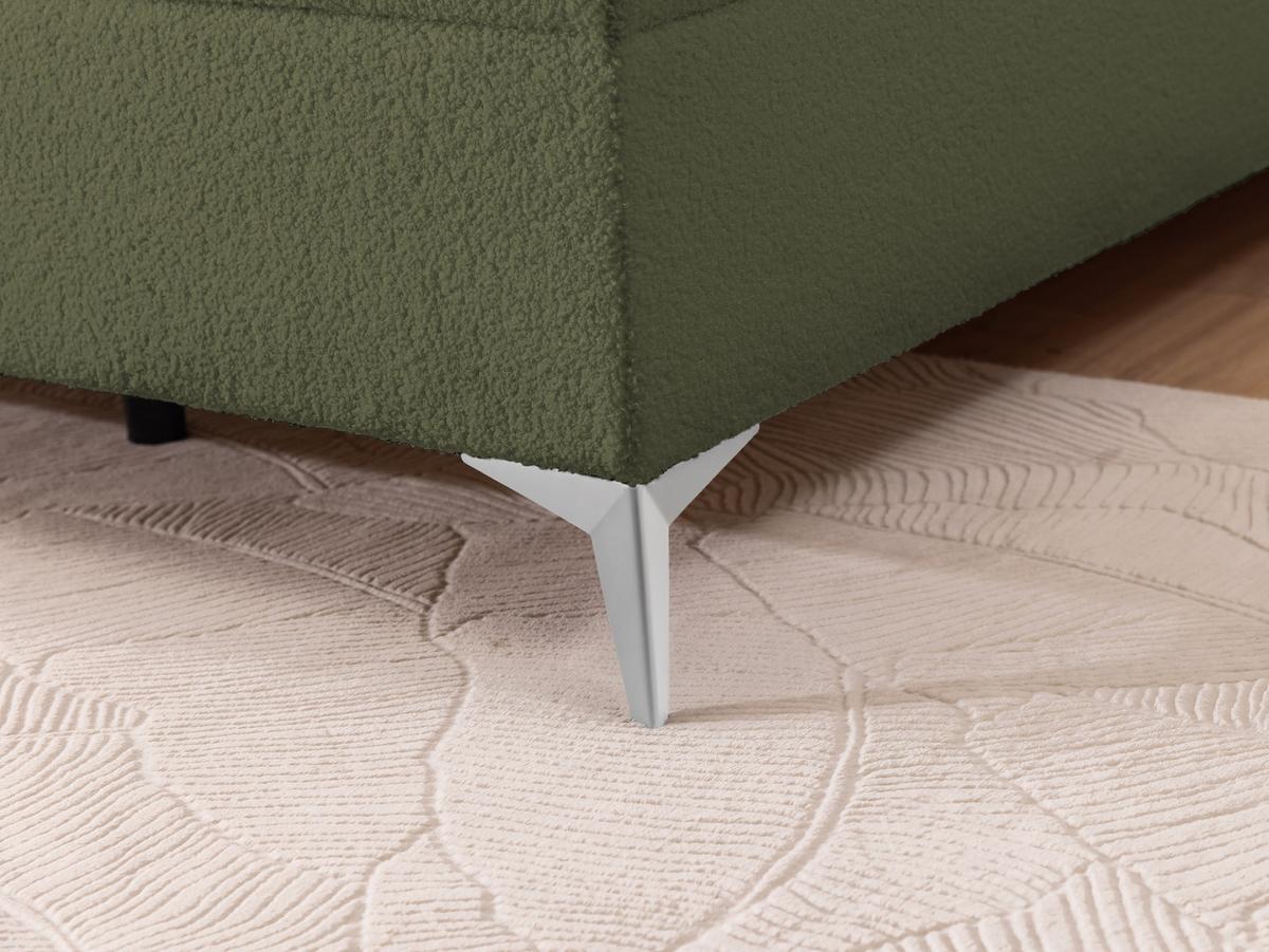 BOXBETT Sonna 160/200 cm Grün Bouclé-Stoff mit abgerundetem Kopfteil und mit silbernen Metallfüßen - Silberfarben/Grün, Holz/Textil (160/200cm) - S-Style Möbel