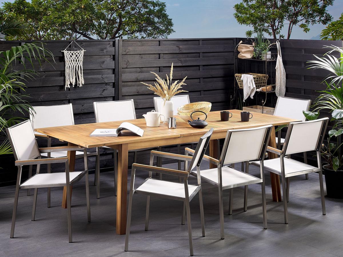 GARTENTISCH Akazienholz hellbraun 180-240/100 cm ausziehbar Cesana - Hellbraun, Holz (180/100/75cm) - Beliani