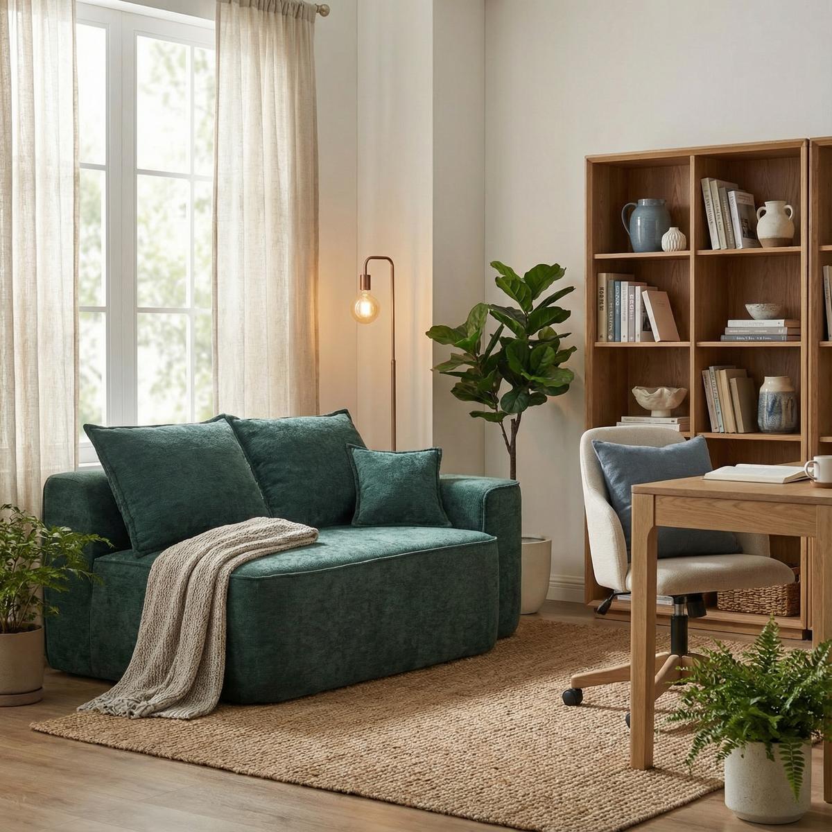 2-SITZER SOFA in Chenille Montagefrei - Grün, Textil (150/65/95cm) - Urban Meuble