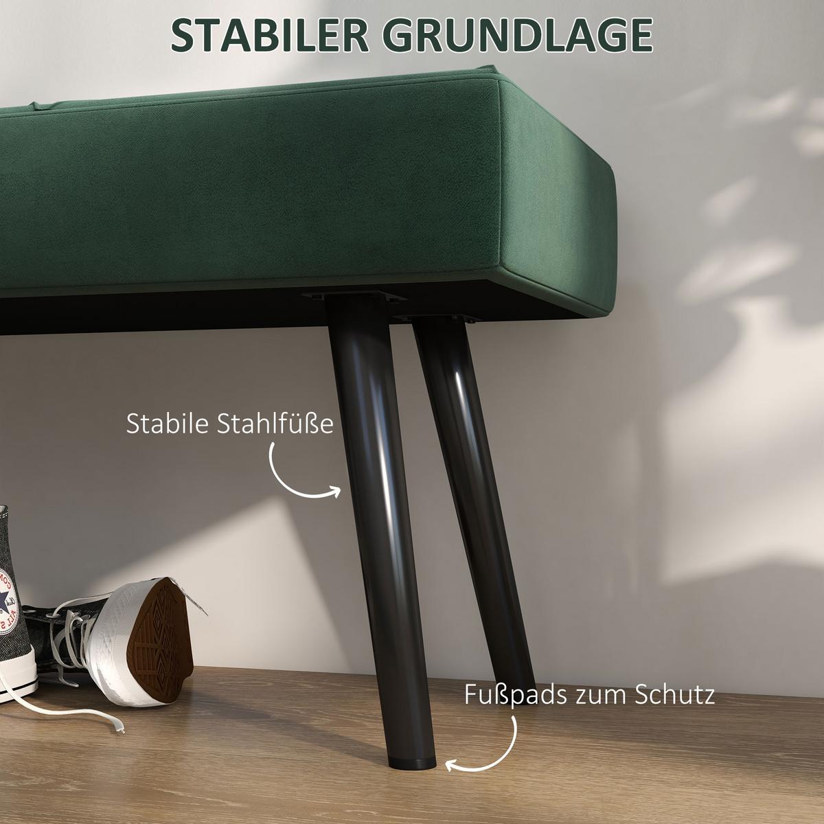 BETTBANK mit X-Muster, bis 120 kg Belastbar, für Schlafzimmer, Grün - Grün, Kunststoff (36/45/100cm) - HOMCOM