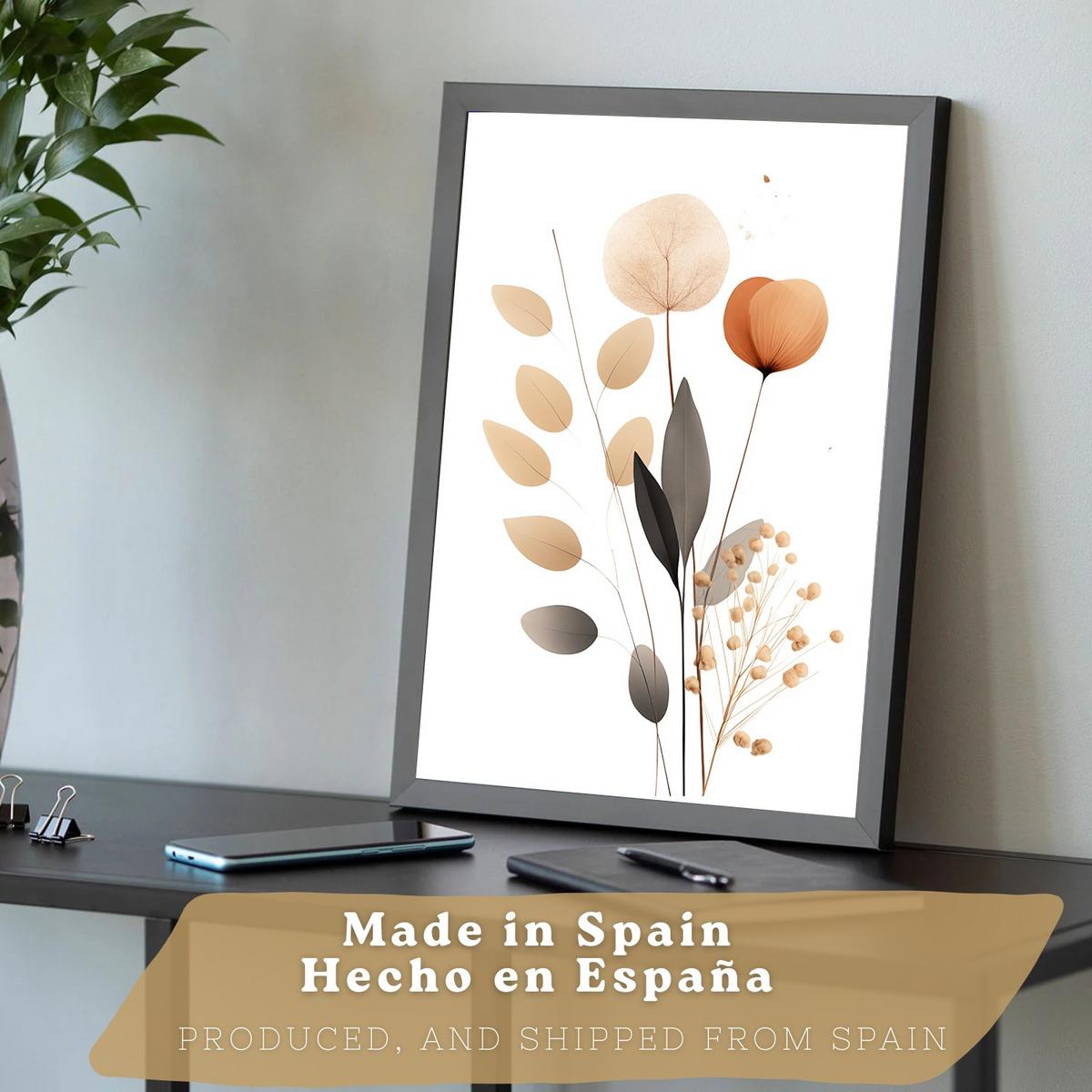 POSTER 3er-Set Wandbilder Orange Blumen modern Wohnzimmer Deko, Schlafzimmer, Küche, Badezimmer Schwarzer Rahmen A3 - Schwarz, Papier (29.7/1/42cm) - Nacnic