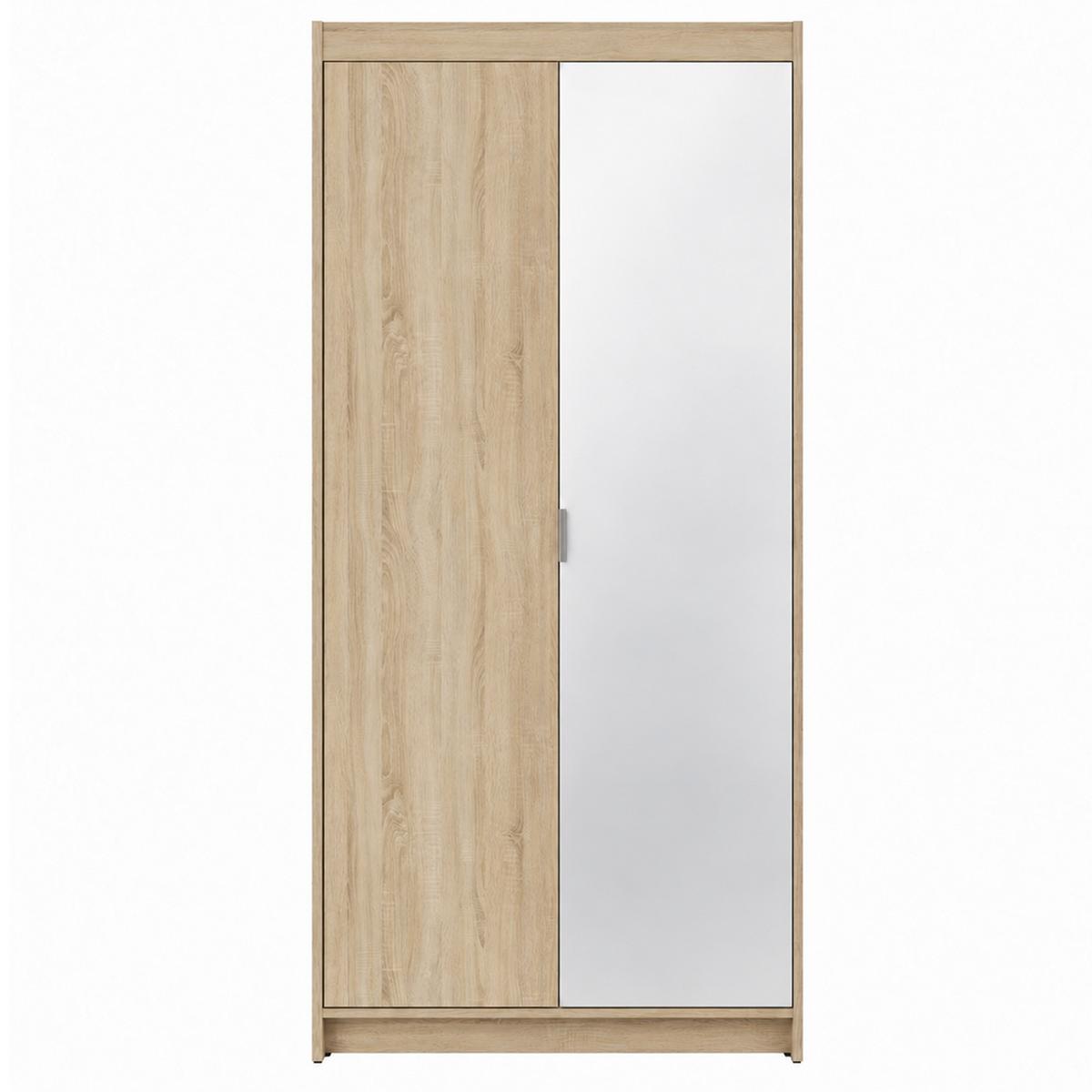 DREHTÜRENSCHRANK Elena mit 2 Türen und Spiegel, 90 cm, Sonoma Eiche - Sonoma Eiche, Holzwerkstoff (90/190/53cm) - Beautysofa