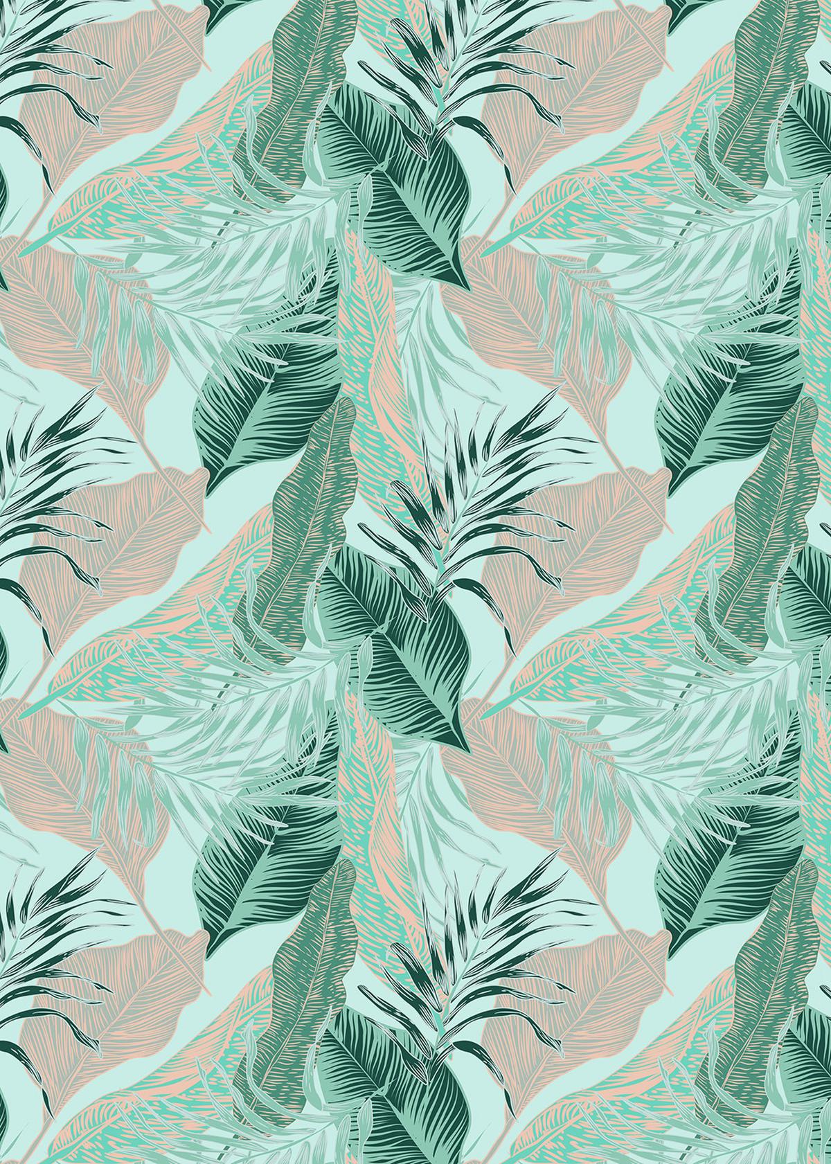 VERDUNKELUNGSROLLO 100x140 cm Tropische Blätter - Blau, Textil (100/140cm) - TULUP