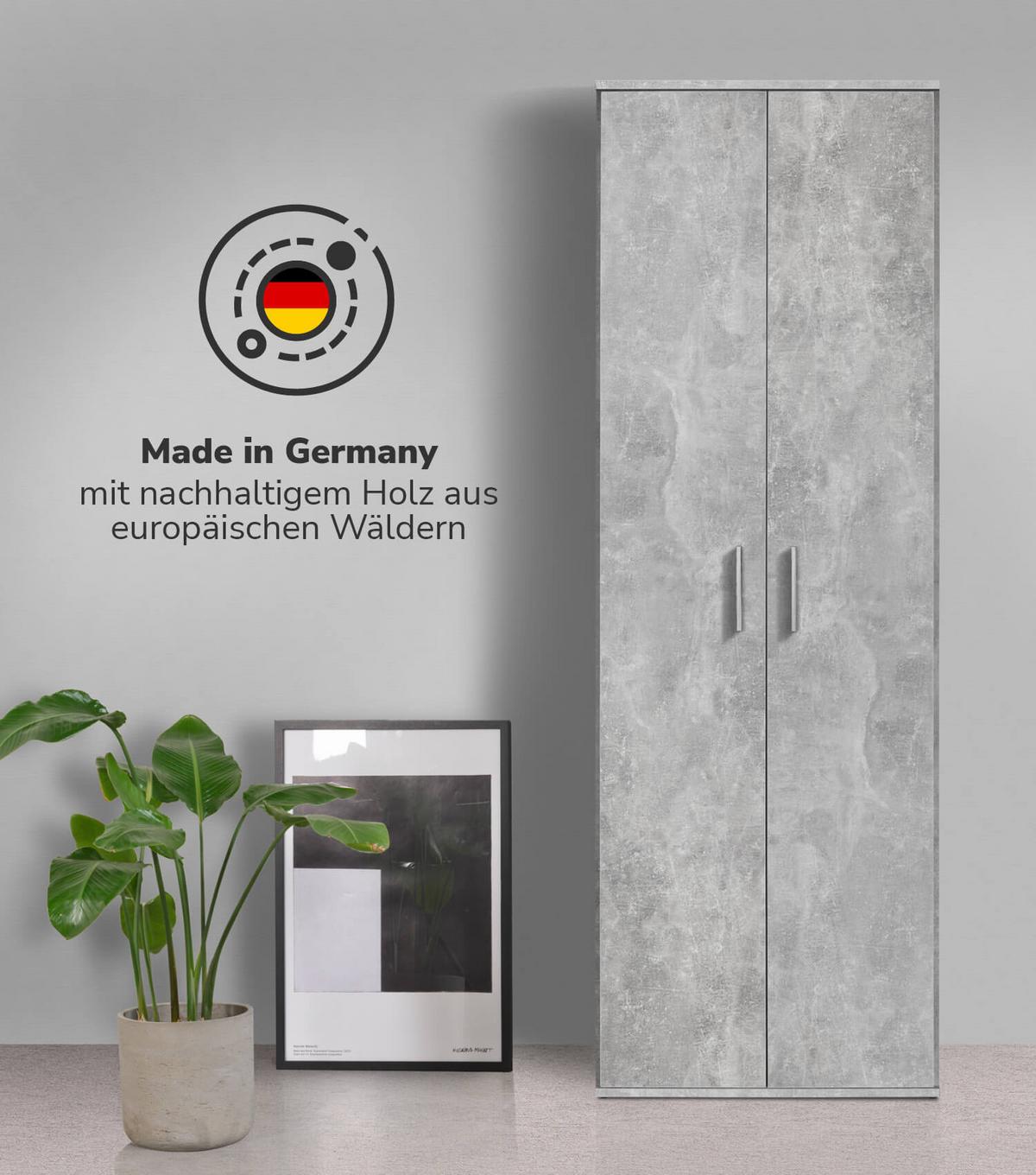BESENSCHRANK Der Lange - Weiß/Grau, Holzwerkstoff (60/180/34cm) - Mokebo