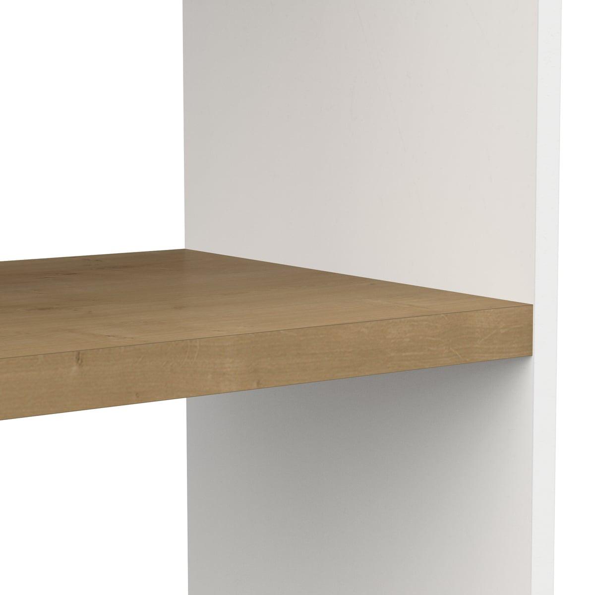 DEKOREGAL mit 6 Böden und 8 Nischen, Eiche und mattweiß Dekor - ACCESS - Eschefarben, Holzwerkstoff (32.8/183/34.5cm) - Calicosy