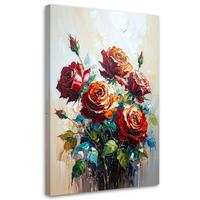 LEINWANDBILD Blumen 80x120cm - Rot, Textil (80/120cm) - Feeby