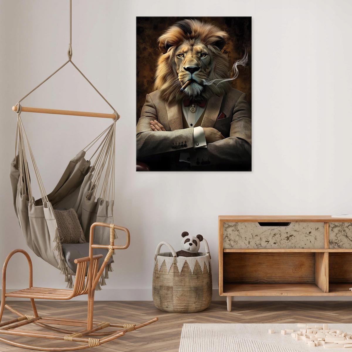 BILDER auf Leinwand Löwe Motivation Tiere 60x40 - Multicolor, Holzwerkstoff (40/60cm) - Wallarena