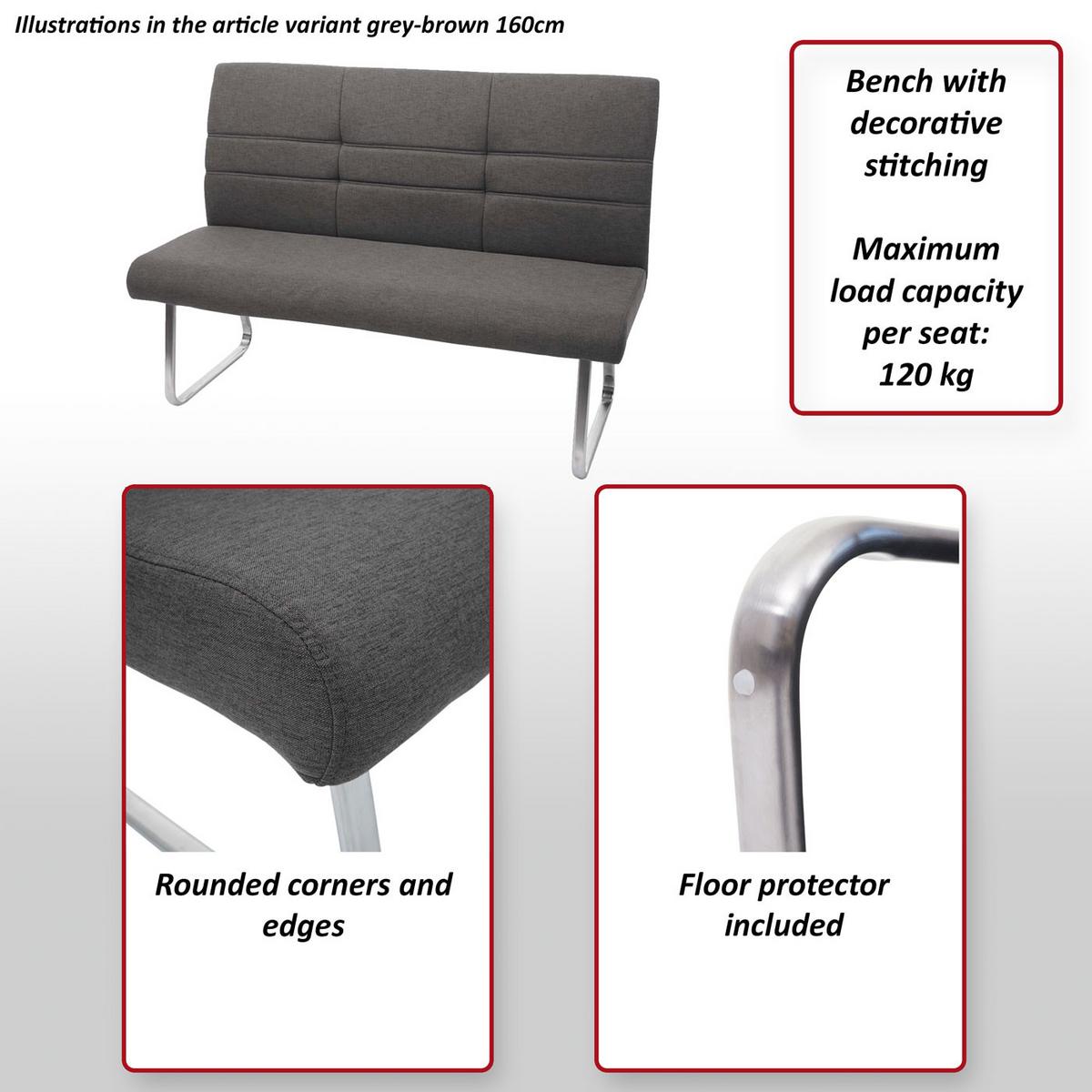 ESSZIMMER-SET Grau 3er-Set - Grau, Textil (180/99/68cm) - MCW