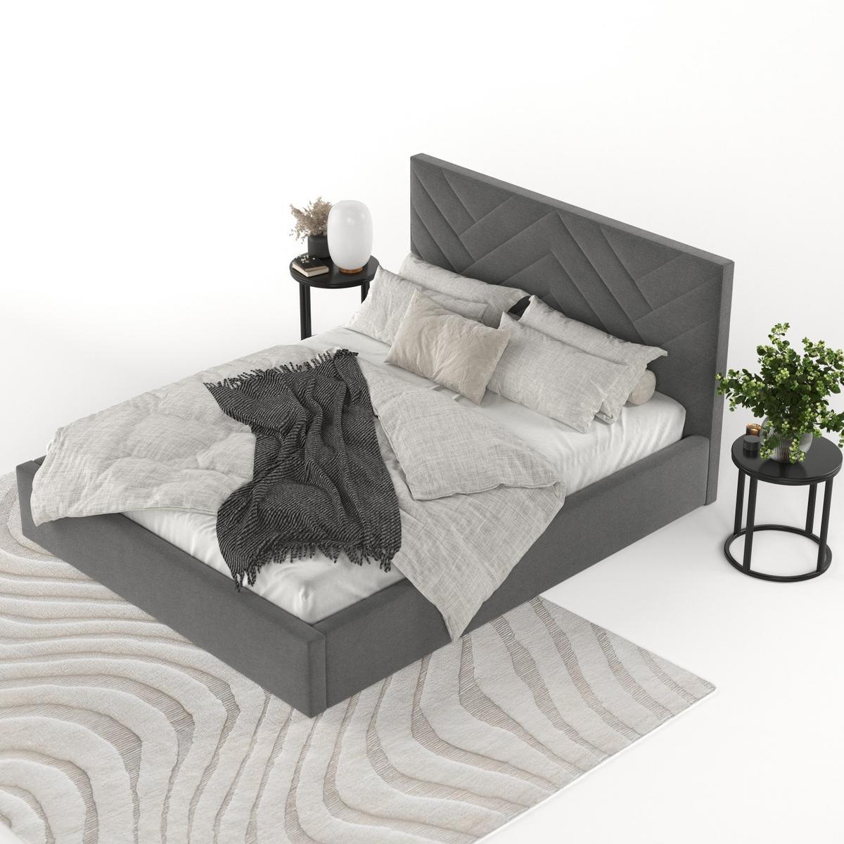 POLSTERBETT Arco 140/200 cm Anthrazit im Asti Stoff - Anthrazit/Schwarz, Holz/Holzwerkstoff (140/200cm) - AltaBeds