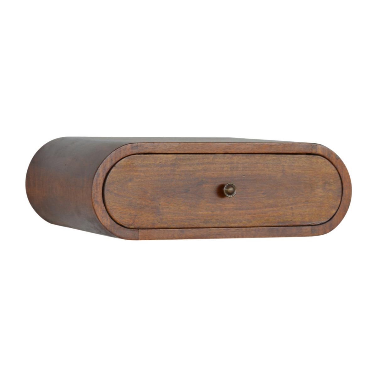 NACHTTISCH - Wandmontierter runder Kastanien, 1 Schublade, Braun - Kastanienfarben/Messingfarben, Holz/Metall (45/6.2/32cm) - Artisan Furniture