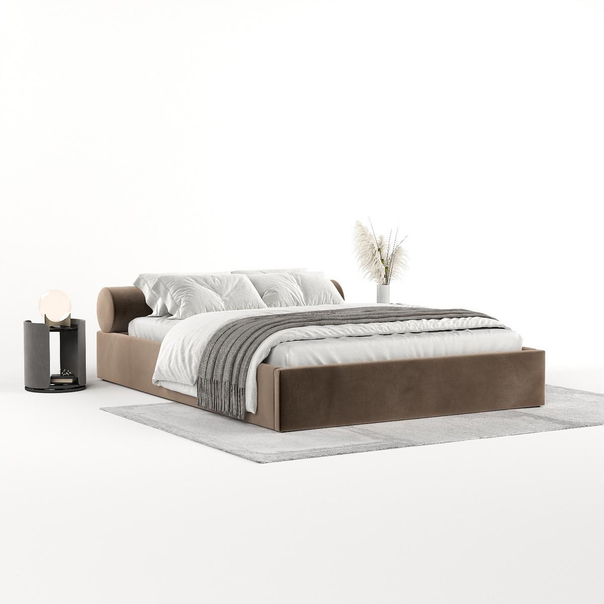 POLSTERBETT Solvo mit Stauraum 160/200 cm Braun im Paros Stoff - Schwarz/Naturfarben, Holz/Holzwerkstoff (160/200cm) - AltaBeds