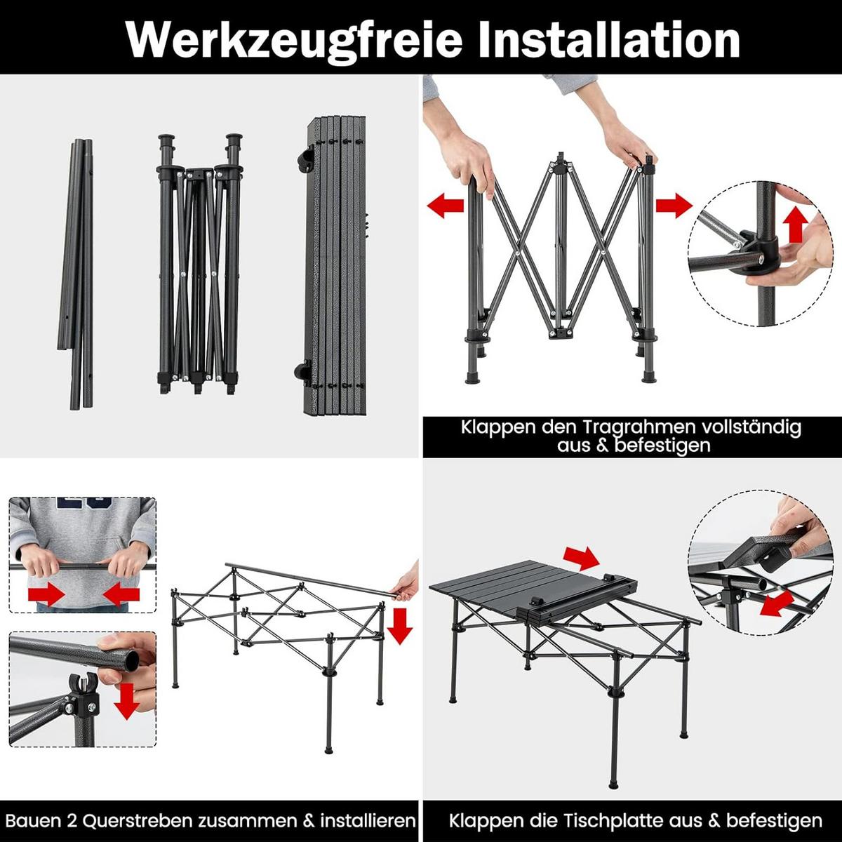 CAMPINGTISCH Schwarz - Schwarz, Metall (55/95/50cm) - COSTWAY