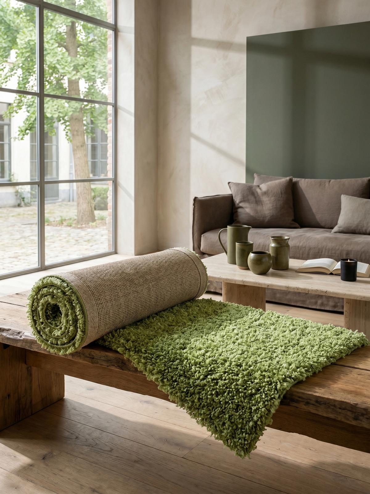 HOCHFLORTEPPICH RHEIN, einfarbig, aus Polypropylen, Grün, 80 x 150 cm - Grün, Textil (150/80cm) - KADIMA DESIGN