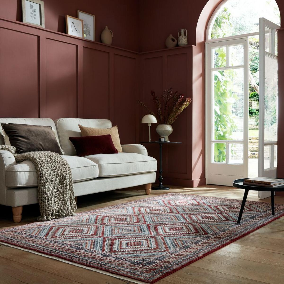 TEPPICH mit Fransen KELVIN, geometrisch, Rot, 200 x 304 cm - Rot, Textil (304/200cm) - KADIMA DESIGN