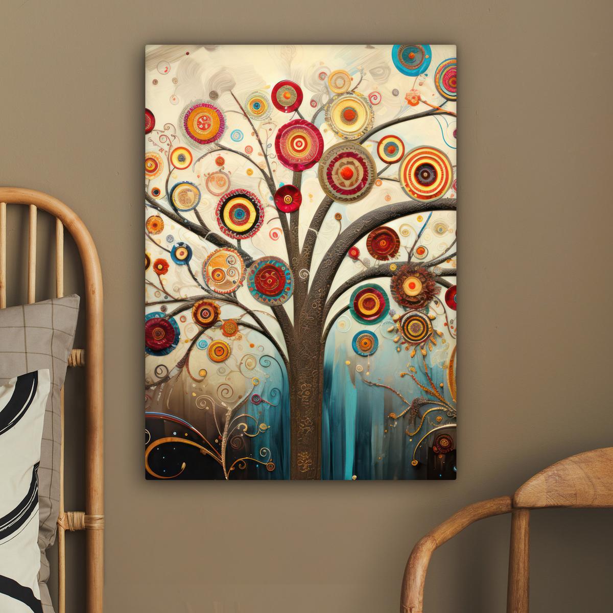 LEINWANDBILD Baum - Baum des Lebens - Farbe Wandbild Wohnzimmer 60x80 cm - Braun, Textil (60/80cm) - MuchoWow