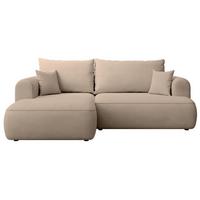 ECKSCHLAFSOFA Ovo Mini Beige Easy-Clean-Chenille-Bezug - Beige/Schwarz, Kunststoff/Textil (238/156cm) - Selsey