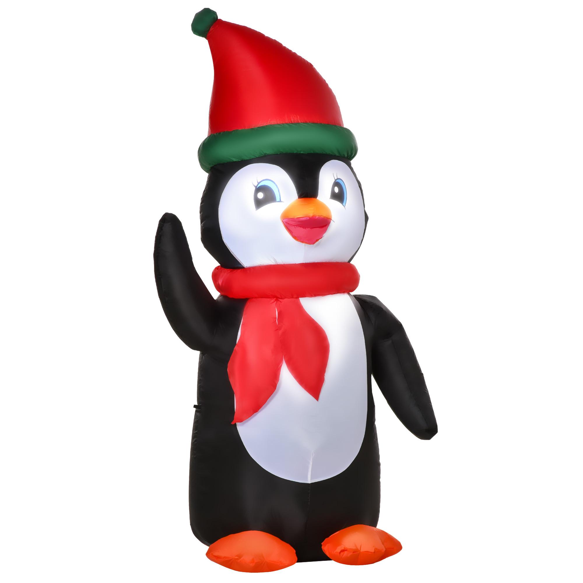 AUFBLASBARER Pinguin Weihnachtsdekoration 1,6 m mit Lichtern Polyester - Multicolor, Kunststoff (67/155/79cm) - HOMCOM