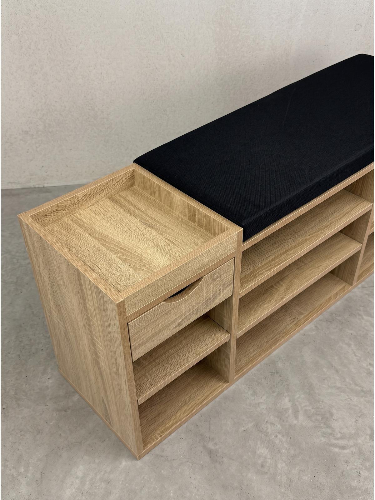GARDEROBENBANK CARTAGENA, Stoff, Sonoma, 100 x 30 x 45 cm - Hellbraun/Schwarz, Holzwerkstoff/Textil (100/45/30cm) - KADIMA DESIGN