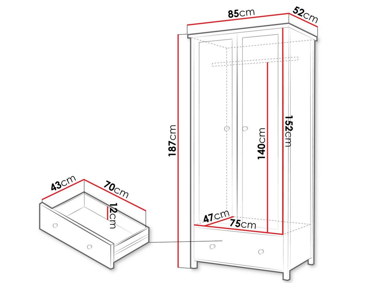 DREHTÜRENSCHRANK Story 2D1S SO01 - Eichefarben/Weiß, Holzwerkstoff/Kunststoff (85/187/52cm) - MIRJAN24