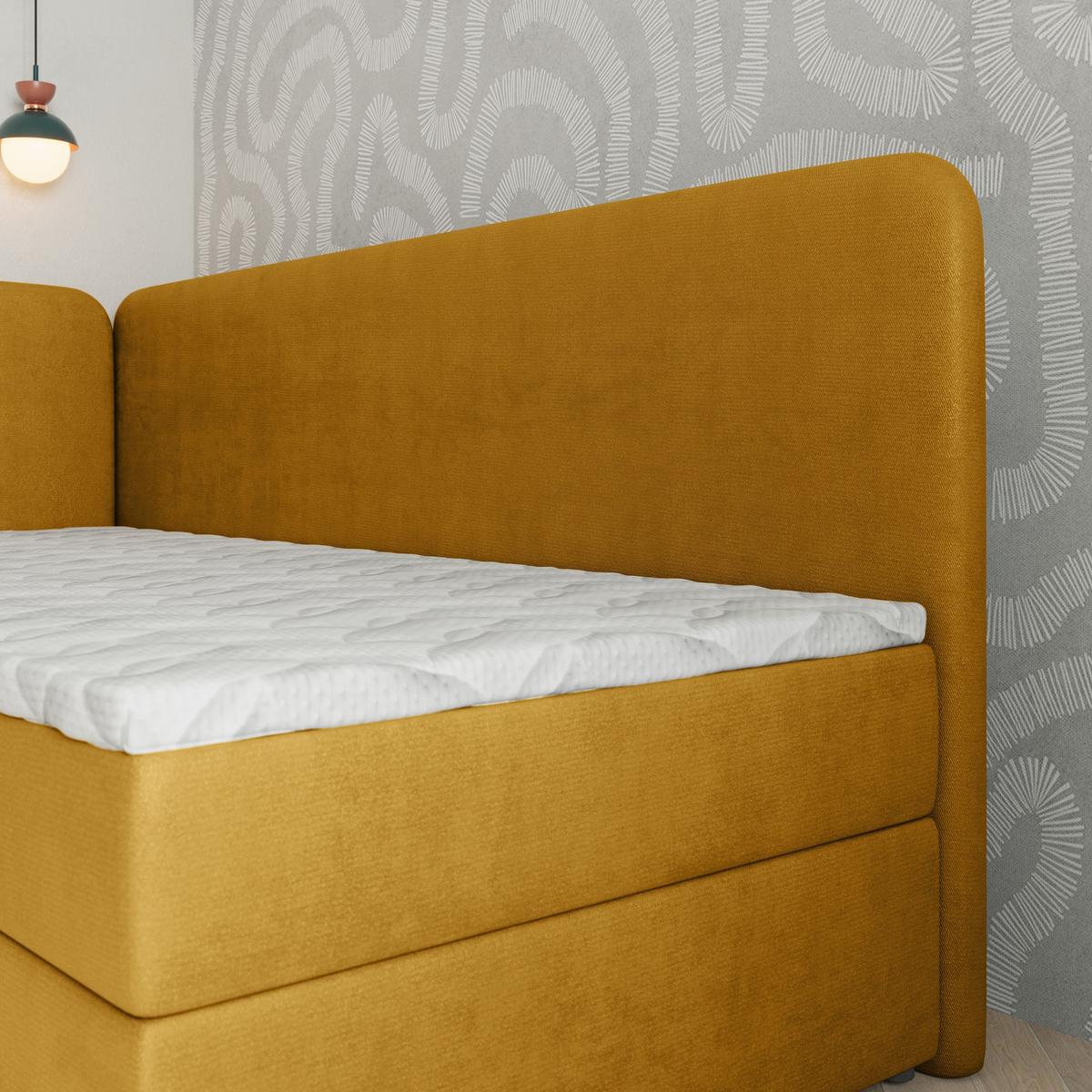 BOXBETT GINA 90x200 cm mit Matratze und Topper, H2+H3 - Gelb - Gelb, Holz (90/200cm) - MASSENO