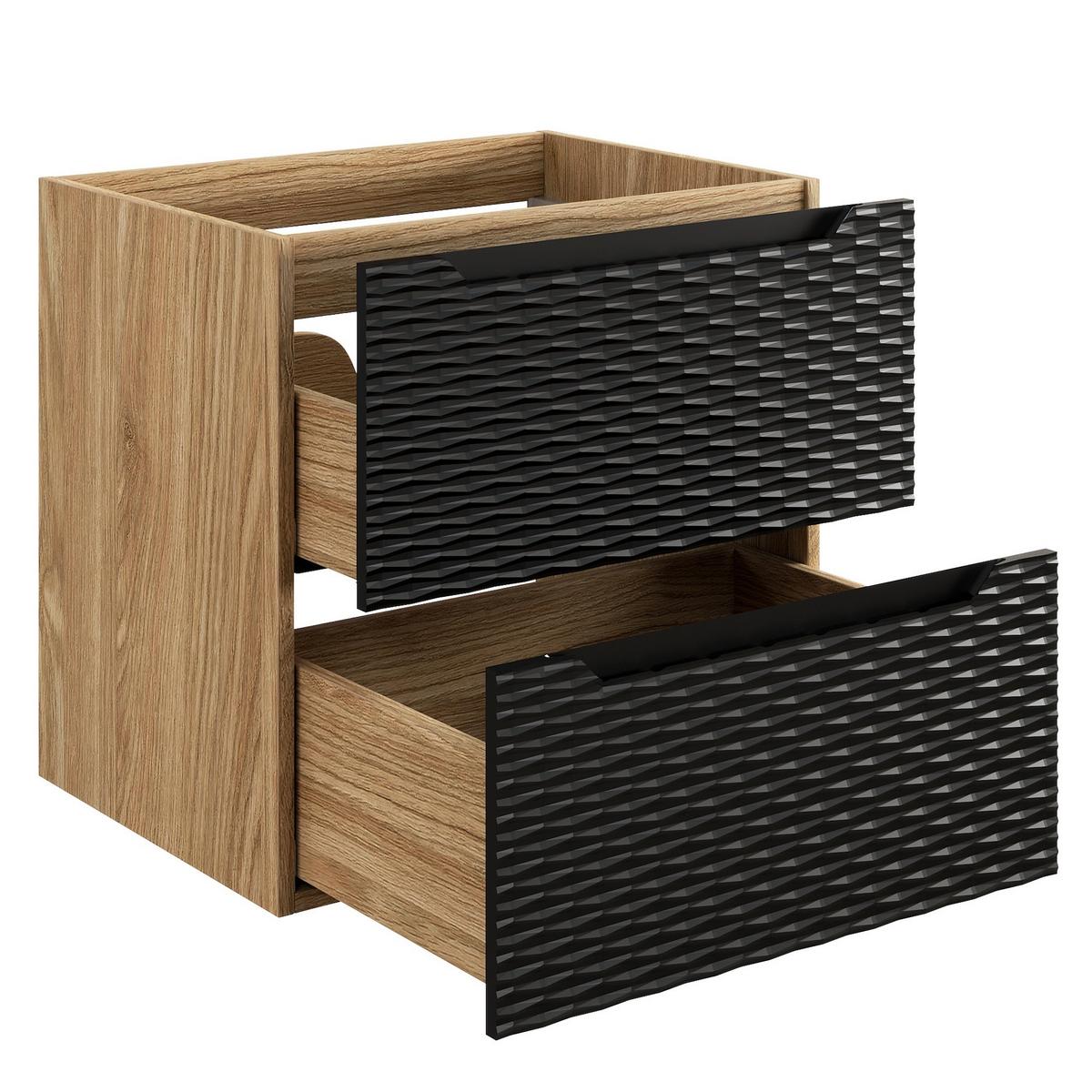 WASCHBECKENUNTERSCHRANK Ocean 2 Schubladen Schwarz Matt mit Eiche - 60 x 46 x 59 cm - Eichefarben/Schwarz, Holz (60/59/46cm) - Badplaats