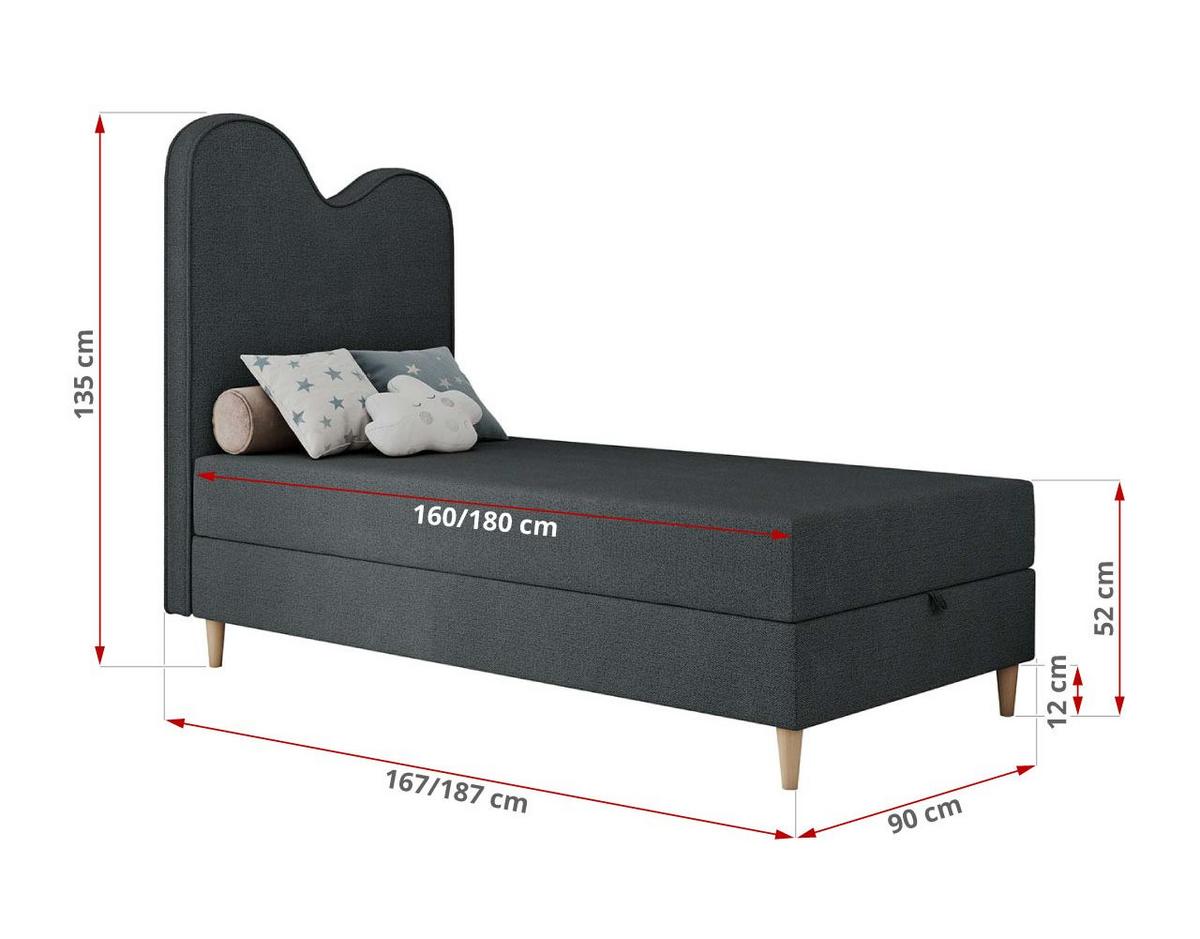 BOXBETT FLOW 90/180 Dunkelgrau Struktur - H3 - Dunkelgrau, Holz/Textil (90/180cm) - MKS