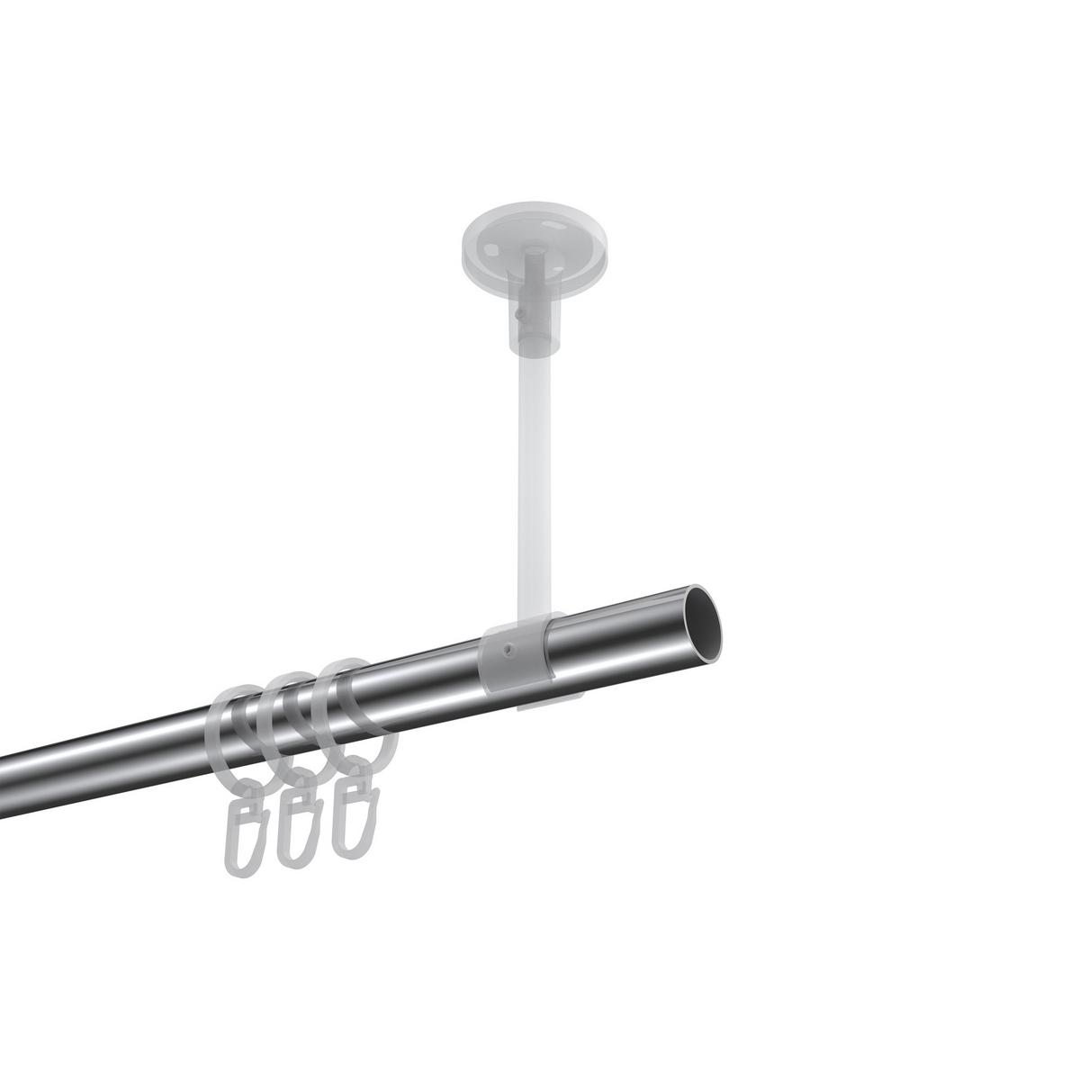 GARDINENSTANGE Sonette Tanara 360 cm (geteilt in 2 x 180 cm), 1-läufig, 20 mm Ø Chrom - Chromfarben/Weiß, Metall (360cm) - INTERDECO