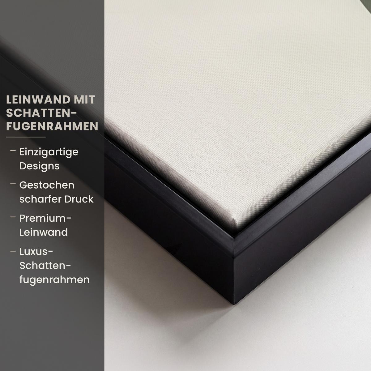 LEINWAND Bilder mit Rahmen - Japandi - Grün - Abstrakt - Modern - 70x50 - Salbeigrün, Textil (70/50cm) - MuchoWow