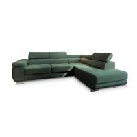 ECKSOFA APIRO R-S Grün Kordstoff mit Schlaffunktion - Silberfarben/Grün, Holz/Textil (276/202cm) - MASSENO