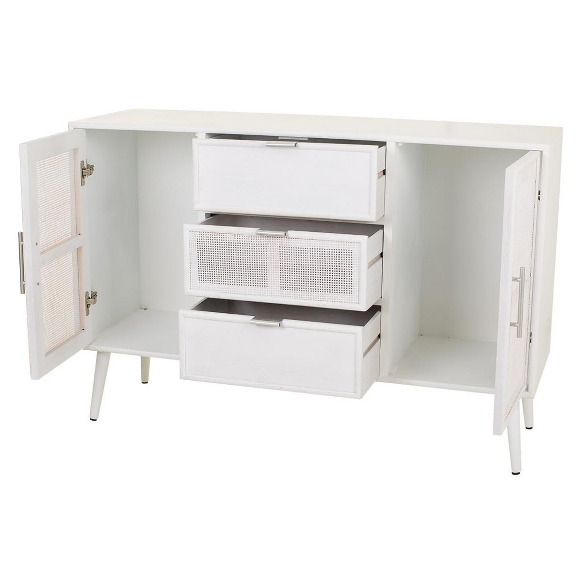 SIDEBOARD aus Holz und Gitter, Weißes, 120x41x81 - Weiß, Holz (120/81/40.5cm) - Wanderlust