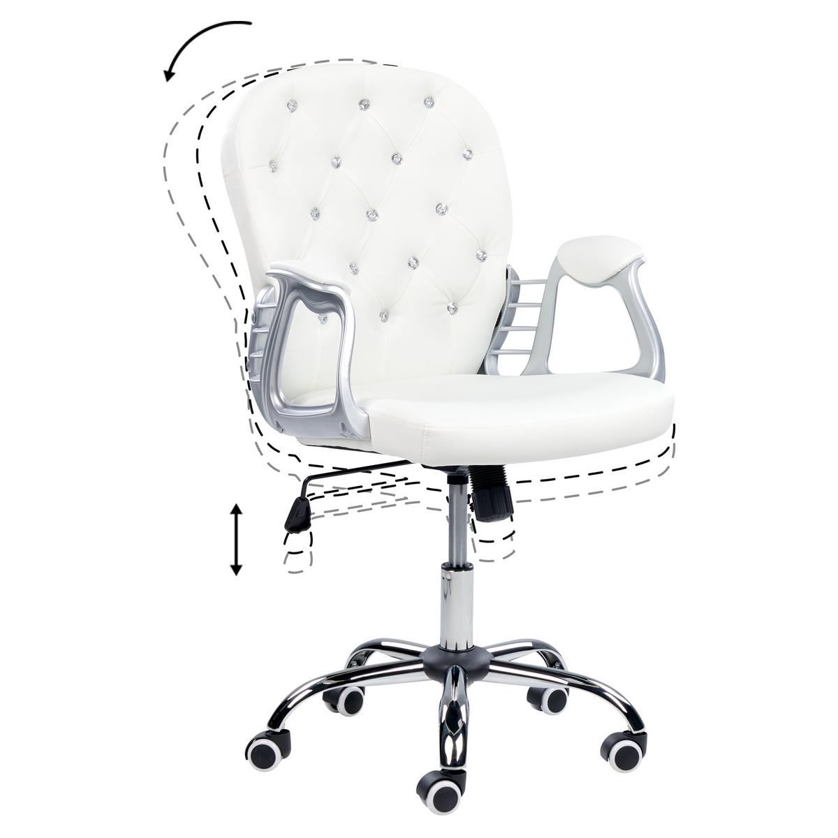 BÜROSTUHL Kunstleder Weiß Princess - Weiß, Textil/Metall (60/98/60cm) - Beliani