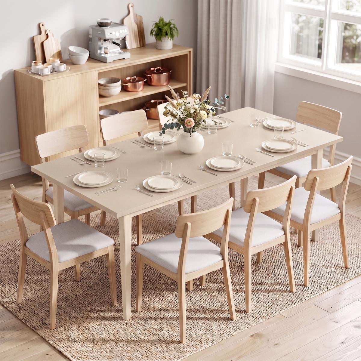 ESSTISCH Spanplatte Cremeweiß - Creme, Holz/Holzwerkstoff (180/90/76cm) - HOMCOM