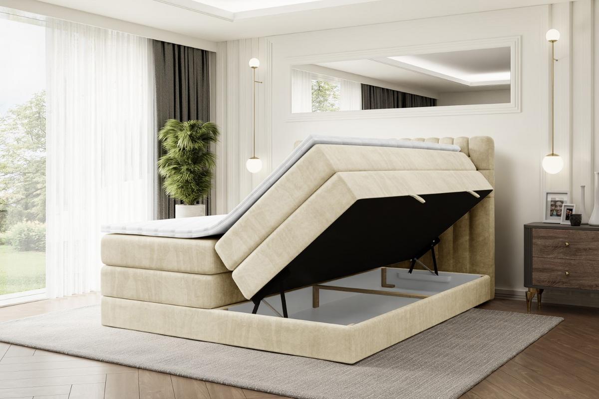 BOXSPRINGBETT SERENE KING - 140 x 200 - H3/H4 - Beige - Beige, Holzwerkstoff (140/200cm) - ALTDECOR