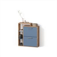 SCHUHKIPPER Ortello Goldkraft Eiche/Blau 80 x 90 cm - Honigeiche/Dunkelblau, Holzwerkstoff (80/90/24.2cm) - Livinity®