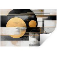 WANDTATTOO Abstrakt - Gold - Silber - Formen - Ästhetisch - Modern Deko Wohnzimmer 60x40 cm - Goldfarben, Kunststoff (60/40/0.1cm) - MuchoWow