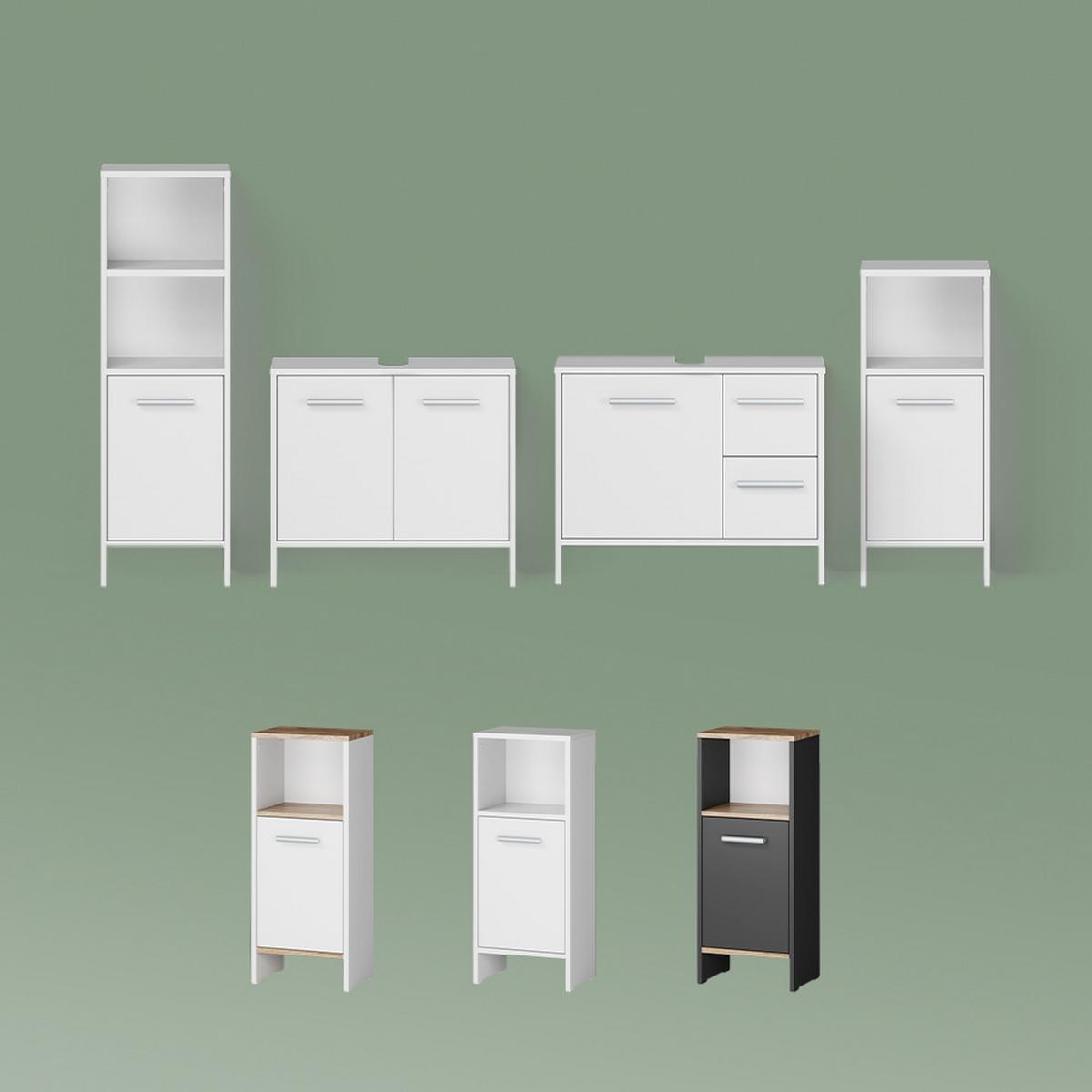 BADEZIMMERMÖBEL-SET Amalfi Weiß 2 Teile - Weiß, Holzwerkstoff (63.8/57/26.3cm) - Livinity®