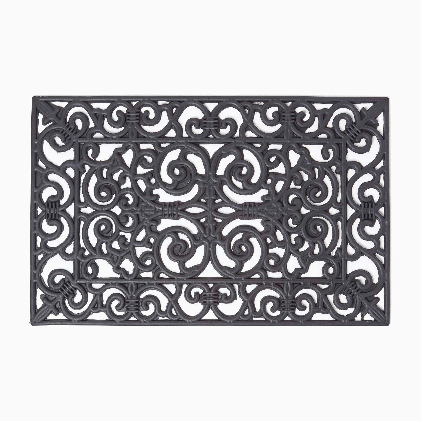 FUSSMATTE Ornament, Gummi 45/70 cm - Schwarz, Naturmaterialien (45/70cm) - Homescapes