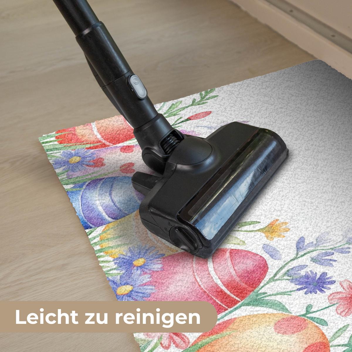 FUSSMATTE Blumengarten - Bunt - Eier Teppichmatte 60x40 cm - Multicolor/Weiß, Kunststoff (40/60cm) - MuchoWow