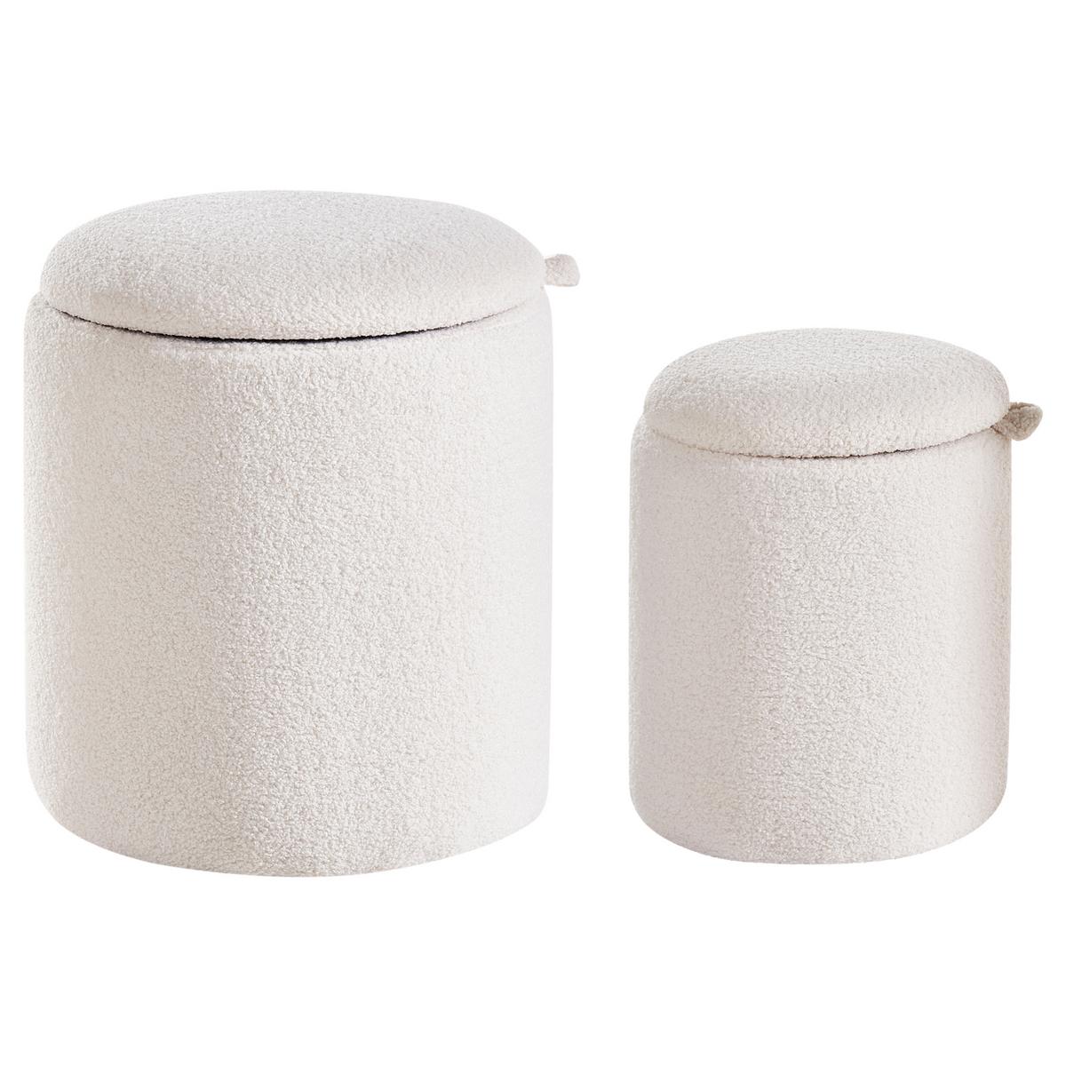 POUF 2er-Set Cremeweiß Berea - Weiß, Textil (40/37/40cm) - Beliani