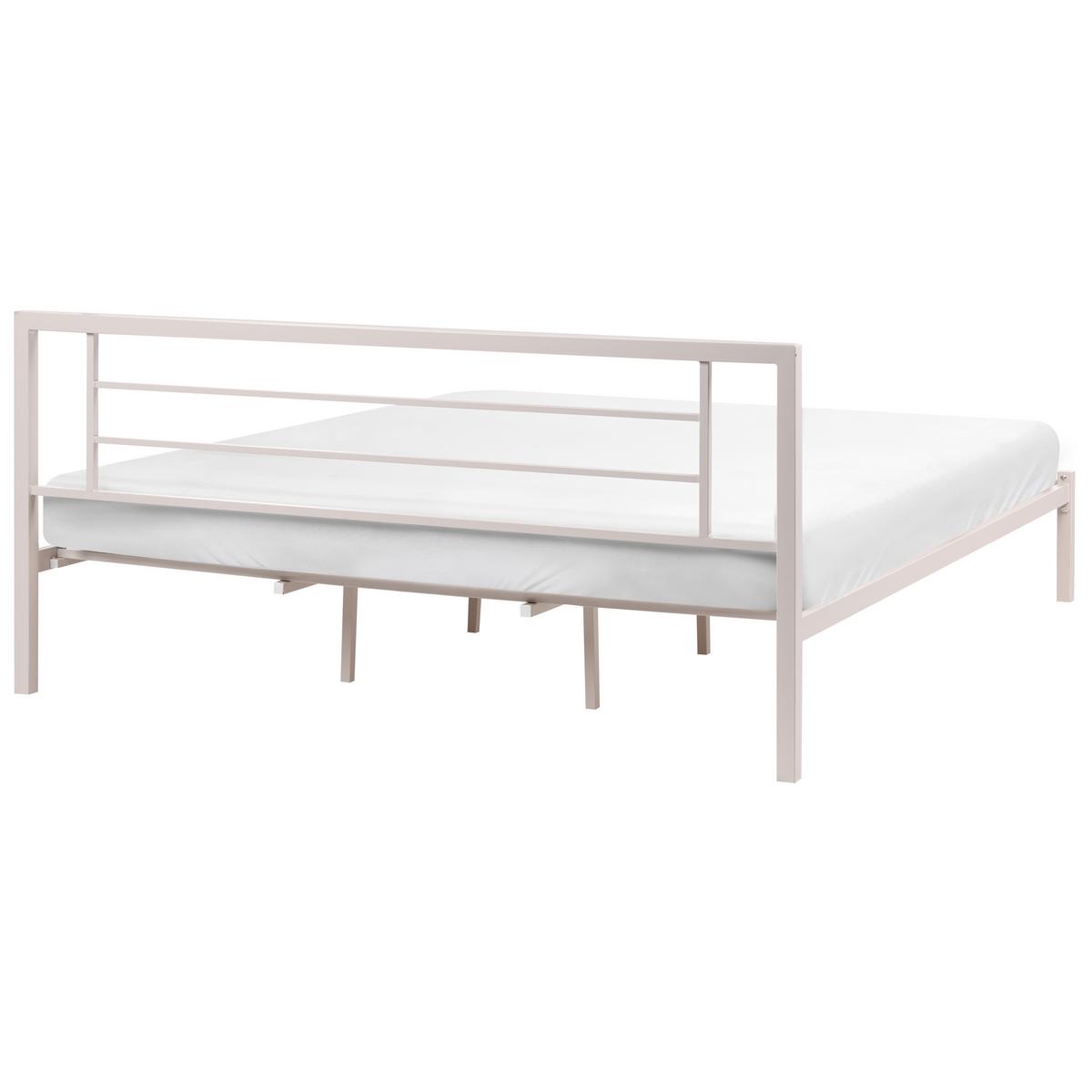BETT mit Lattenrost 180/200 Stahl Hellbeige Cusset - Beige, Metall (180/200cm) - Beliani