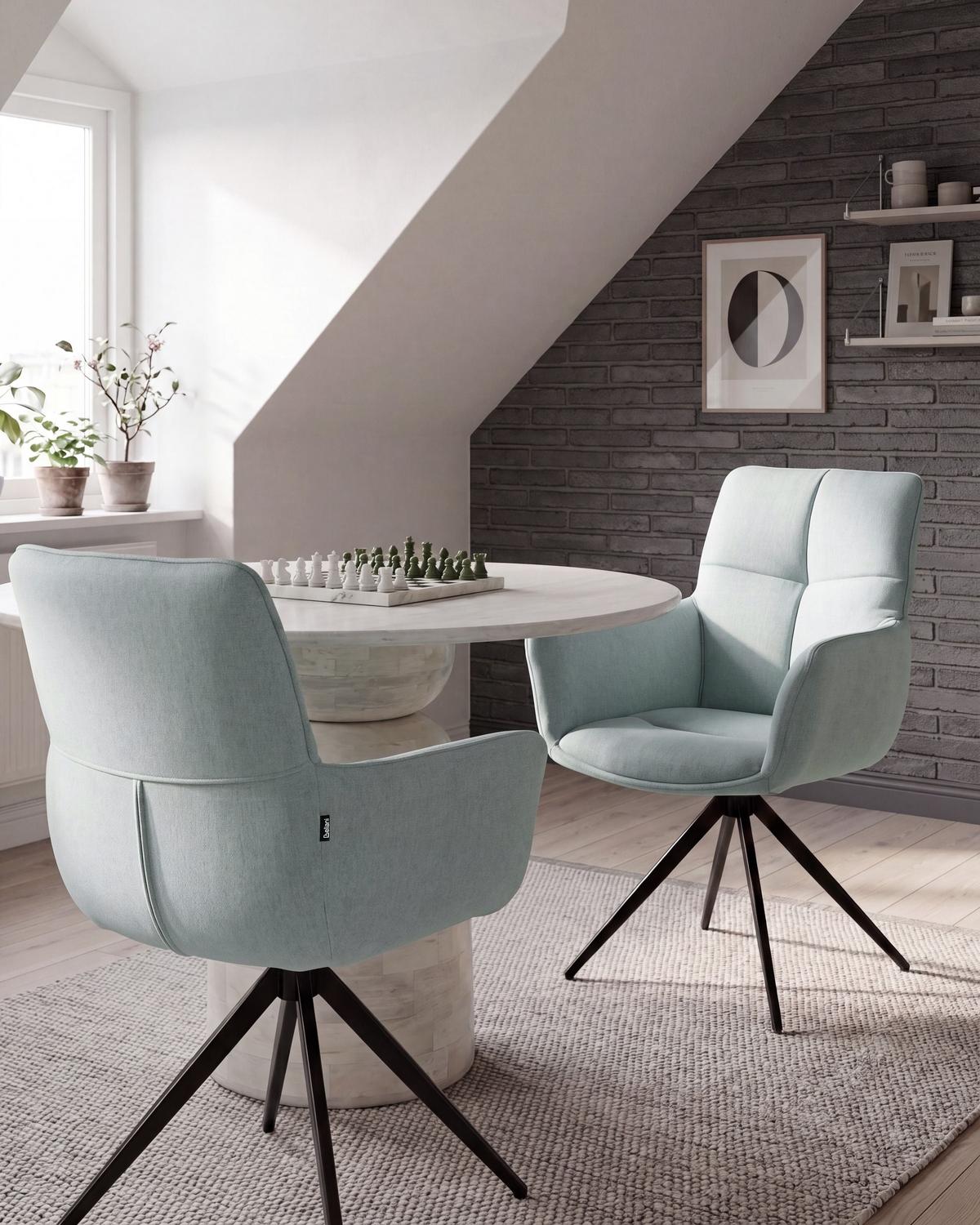 ESSZIMMERSTUHL drehbar Stoff Mintgrün Corbie - Mintgrün, Textil (62/89/67cm) - Beliani