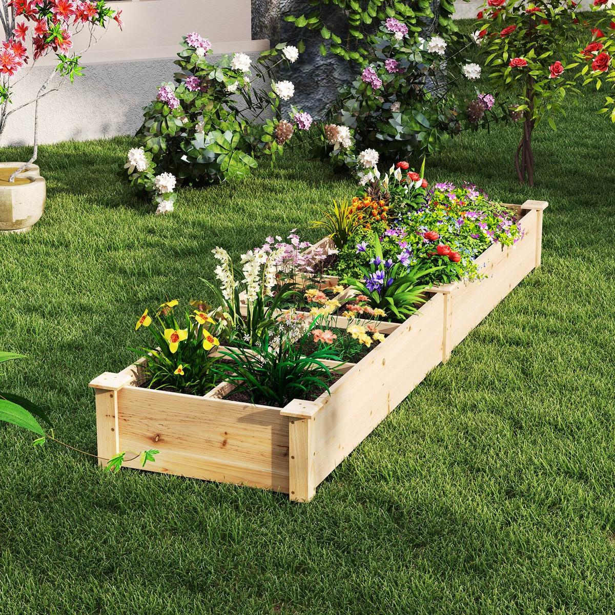 HOCHBEET Natur - Naturfarben, Holz (228/25/62cm) - COSTWAY