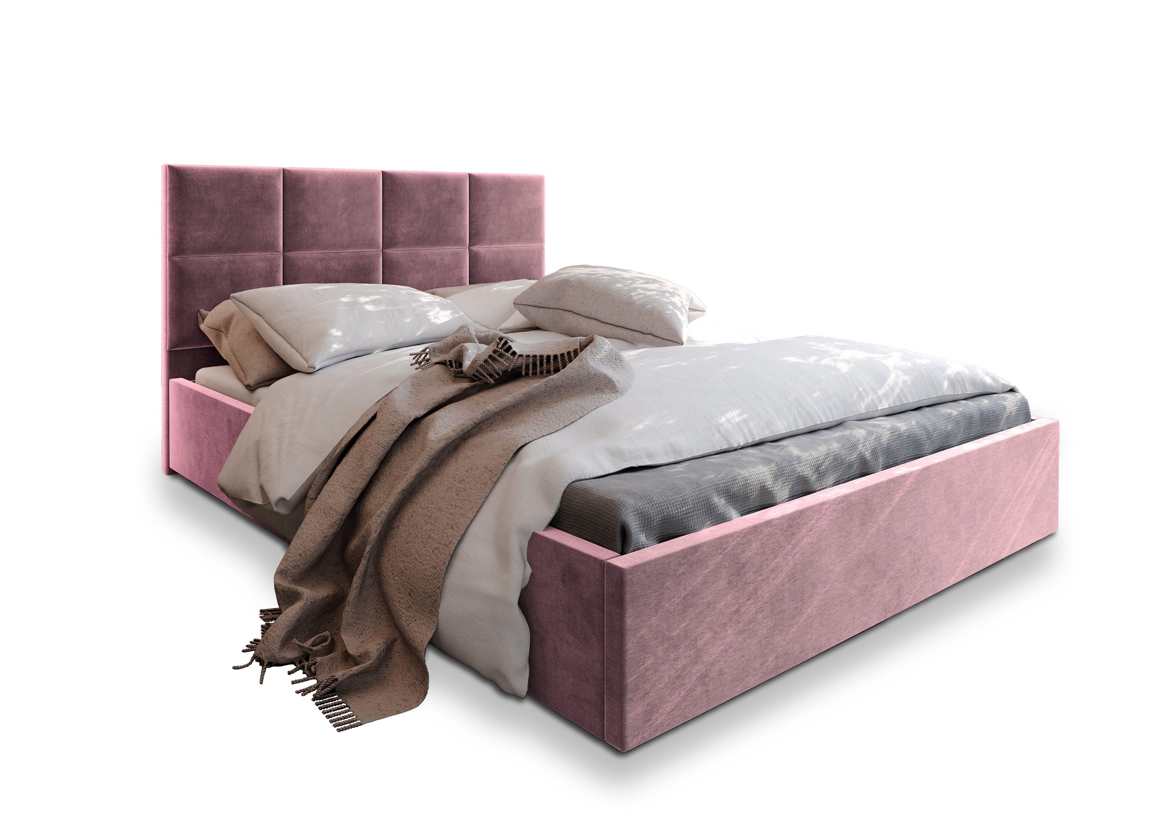 POLSTERBETT LIMENA 180x200 cm mit Bettkästen - Rosa - Rosa, Holz (180/200cm) - MASSENO