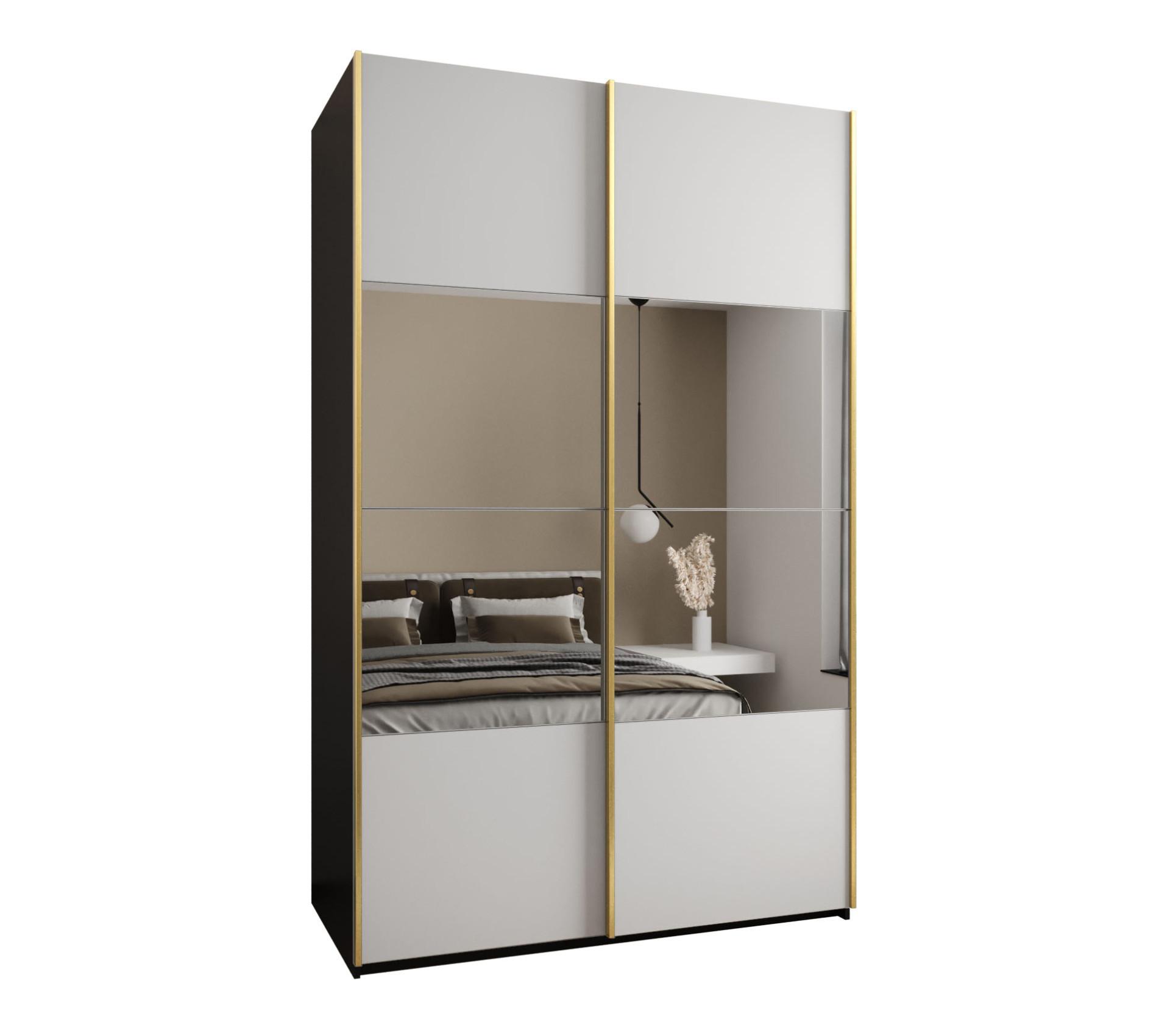 SCHWEBETÜRENSCHRANK 245,5/150/64 2-türig - Goldfarben/Schwarz, Holz/Metall (150/245/64cm) - Abiks Möbel